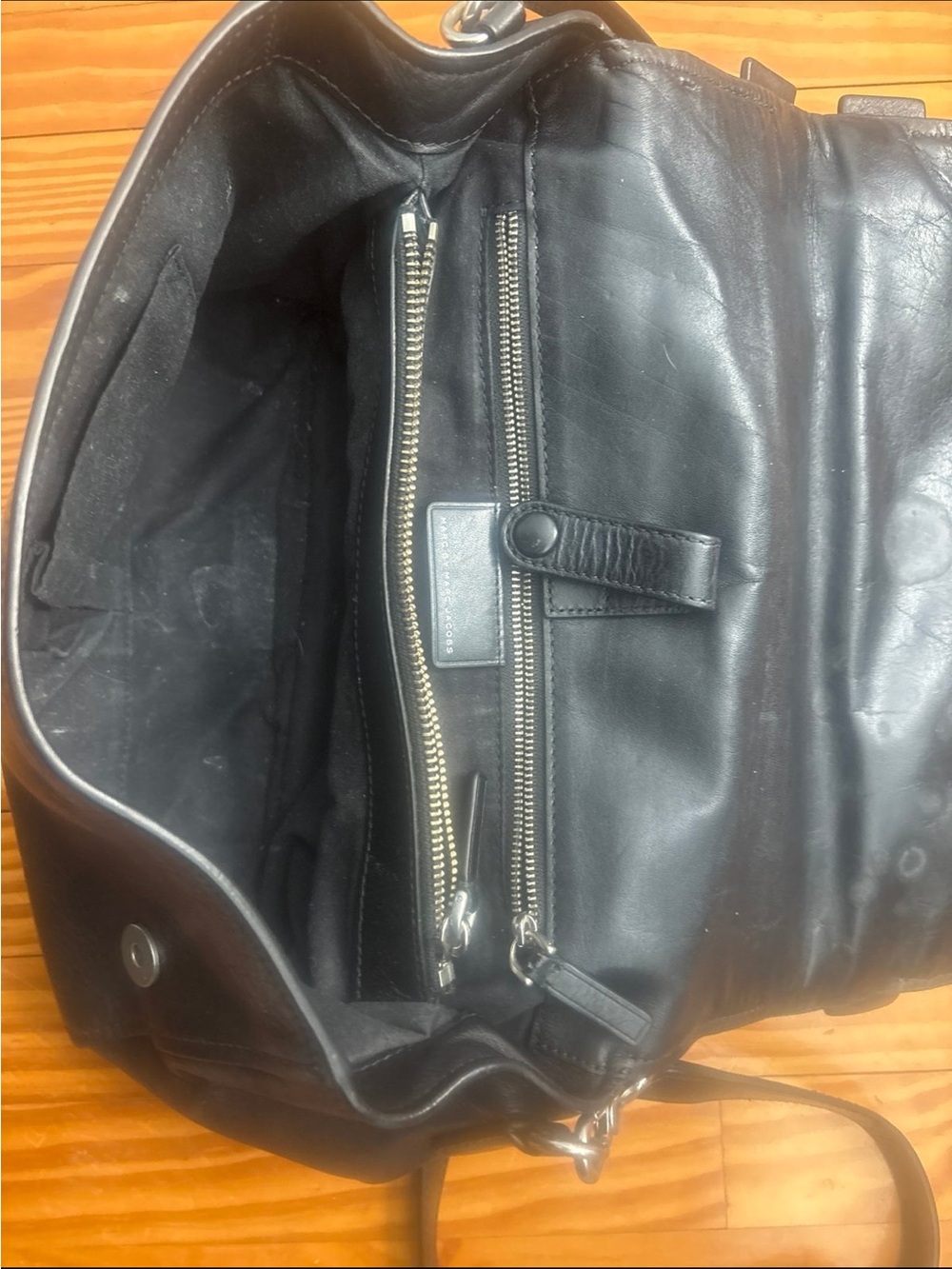 Marc Jacobs Black Leather Satchel with Silver Chain - Picture 5 of 5